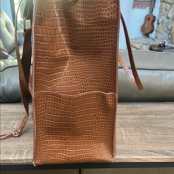 BEIS Brown Croc-Embossed Tote Bag with Shoulder Strap - Picture 7 of 10